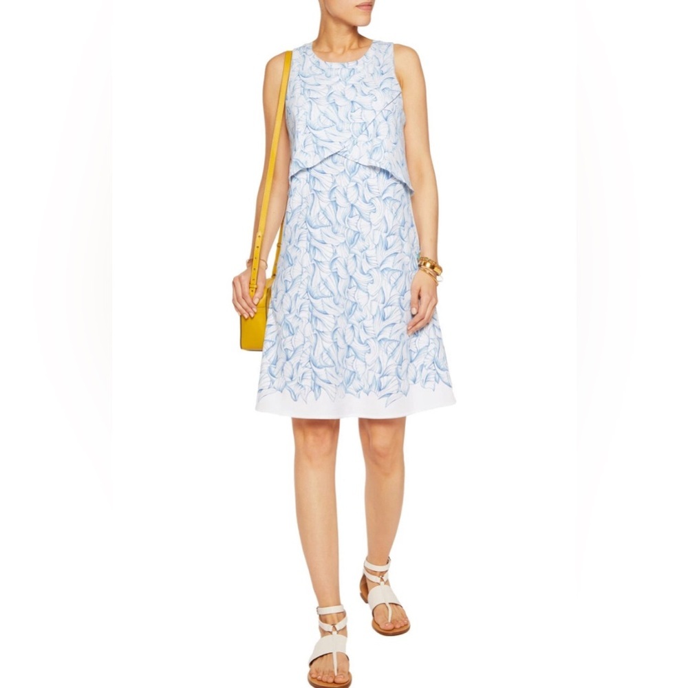 Tory Burch Size Medium Kaley White Ellora Pima Cotton Popover Faux Layered Dress